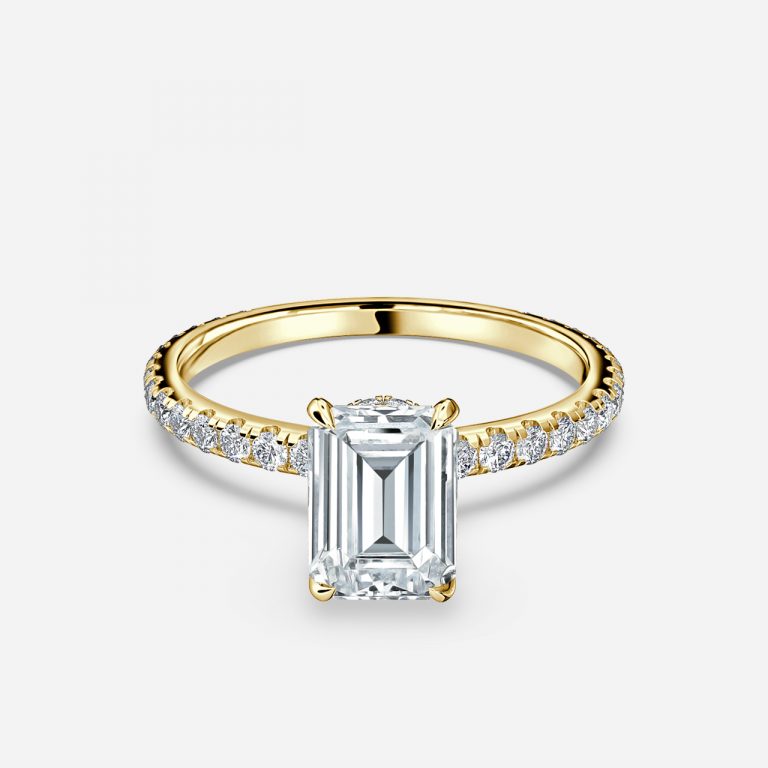 Astrid Emerald Hidden Halo Moissanite Engagement Ring