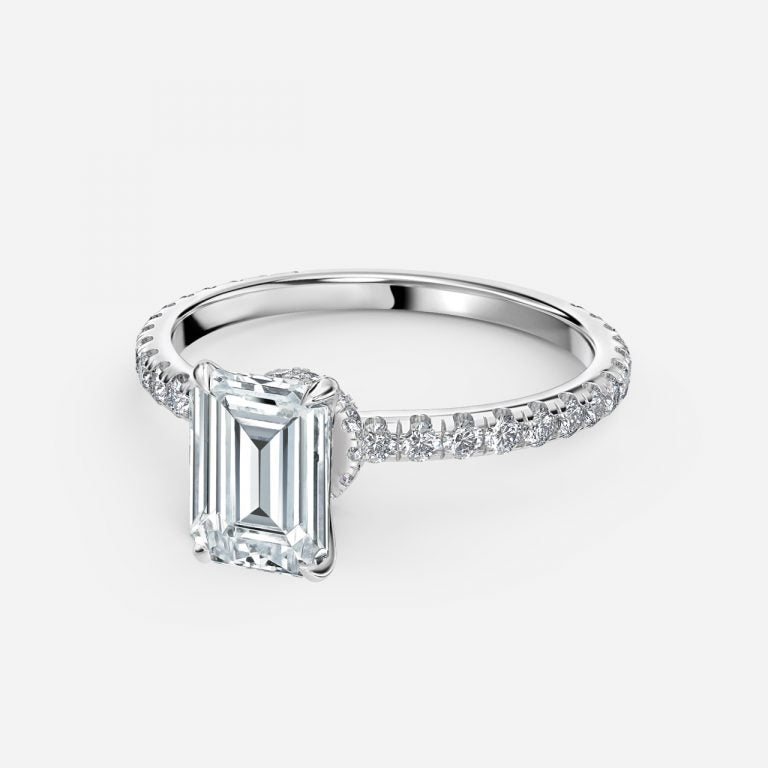 Astrid Emerald Hidden Halo Moissanite Engagement Ring