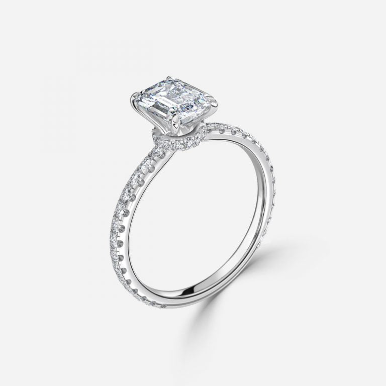 Astrid Emerald Hidden Halo Moissanite Engagement Ring