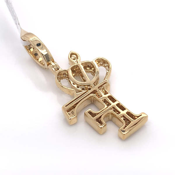 1.30 CT Moissanite Iced Out Letter "F" Queen Crown Pendant