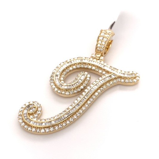 3.25 CT Moissanite Iced Out Letter "T" Pendant