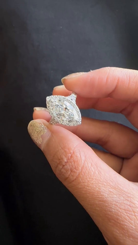 Dove Marquise Halo Moissanite Engagement Ring