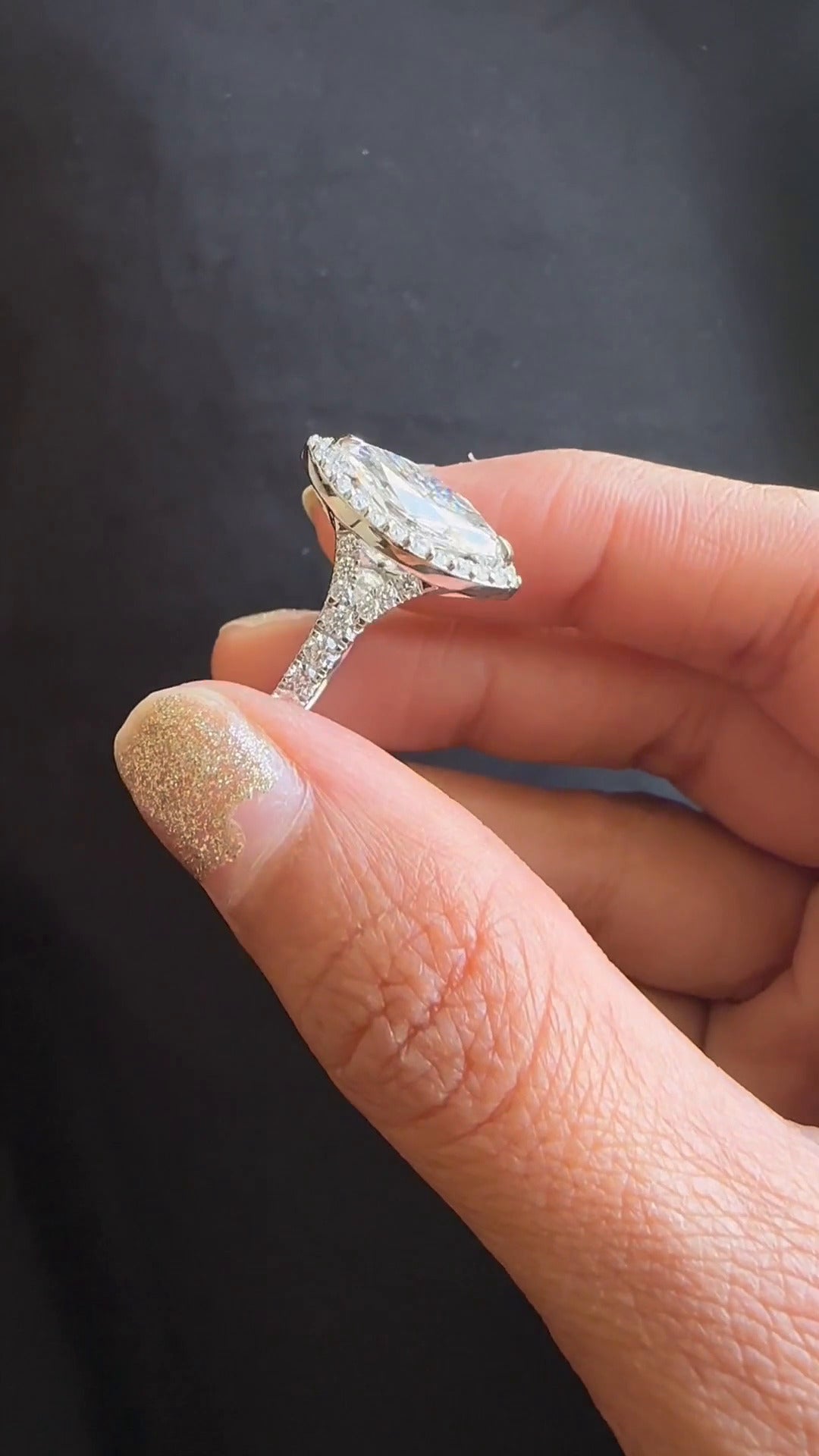 Dove Marquise Halo Moissanite Engagement Ring