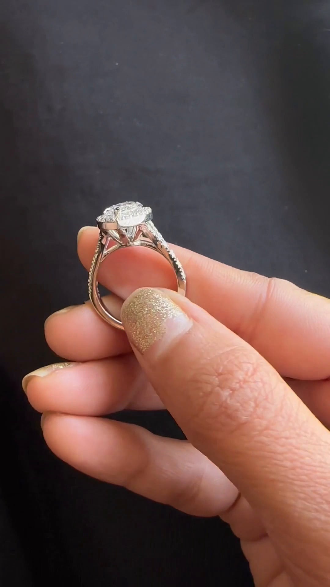 Dove Marquise Halo Moissanite Engagement Ring