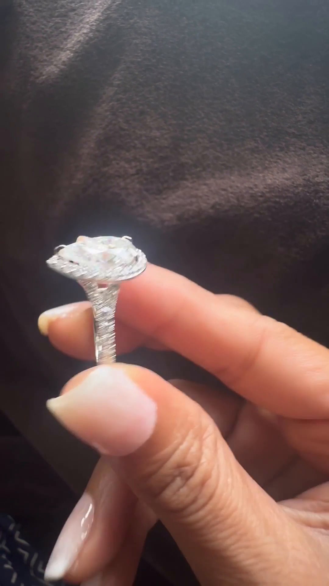 Dove Pear Halo Moissanite Engagement Ring