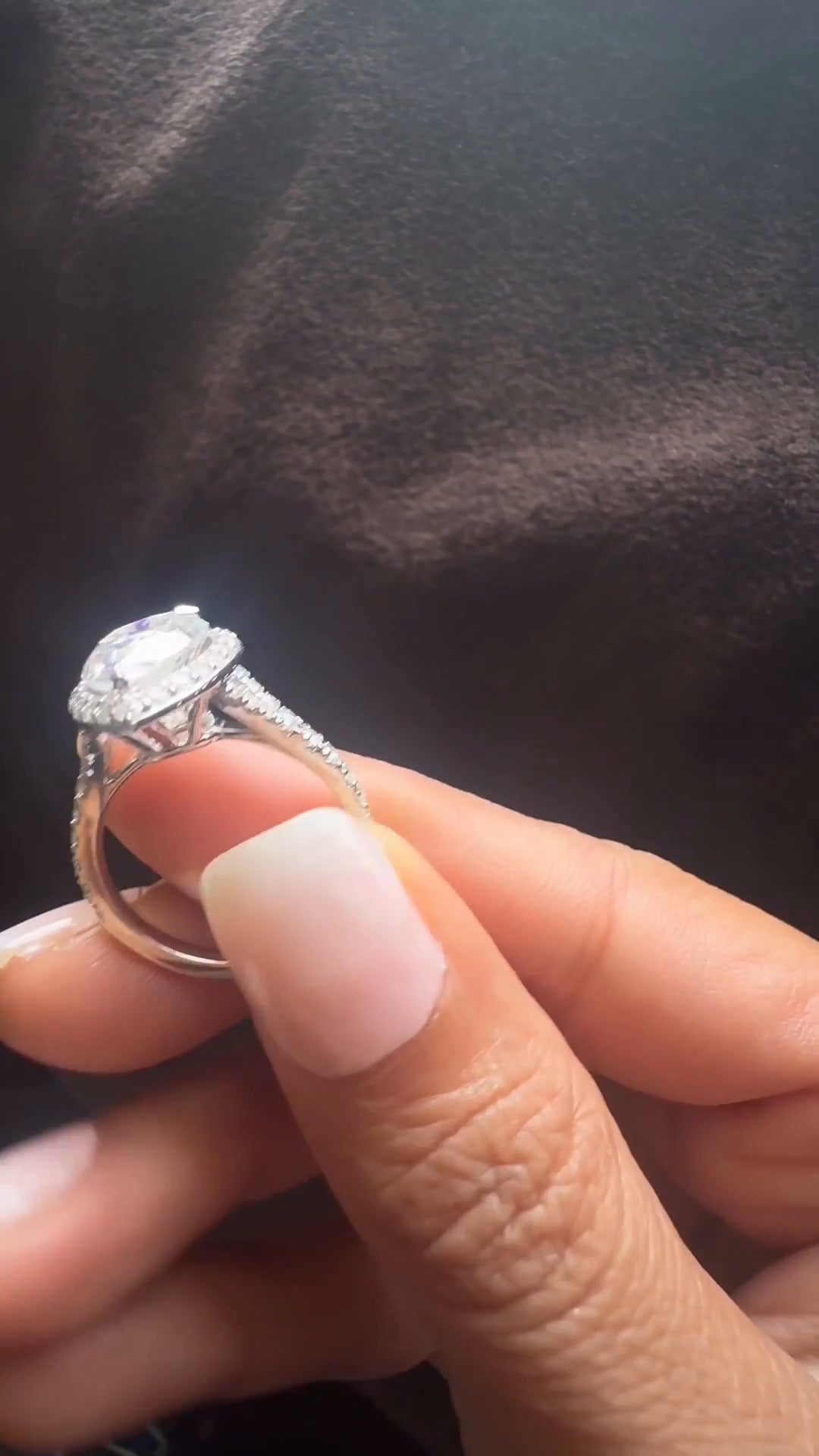 Dove Pear Halo Moissanite Engagement Ring