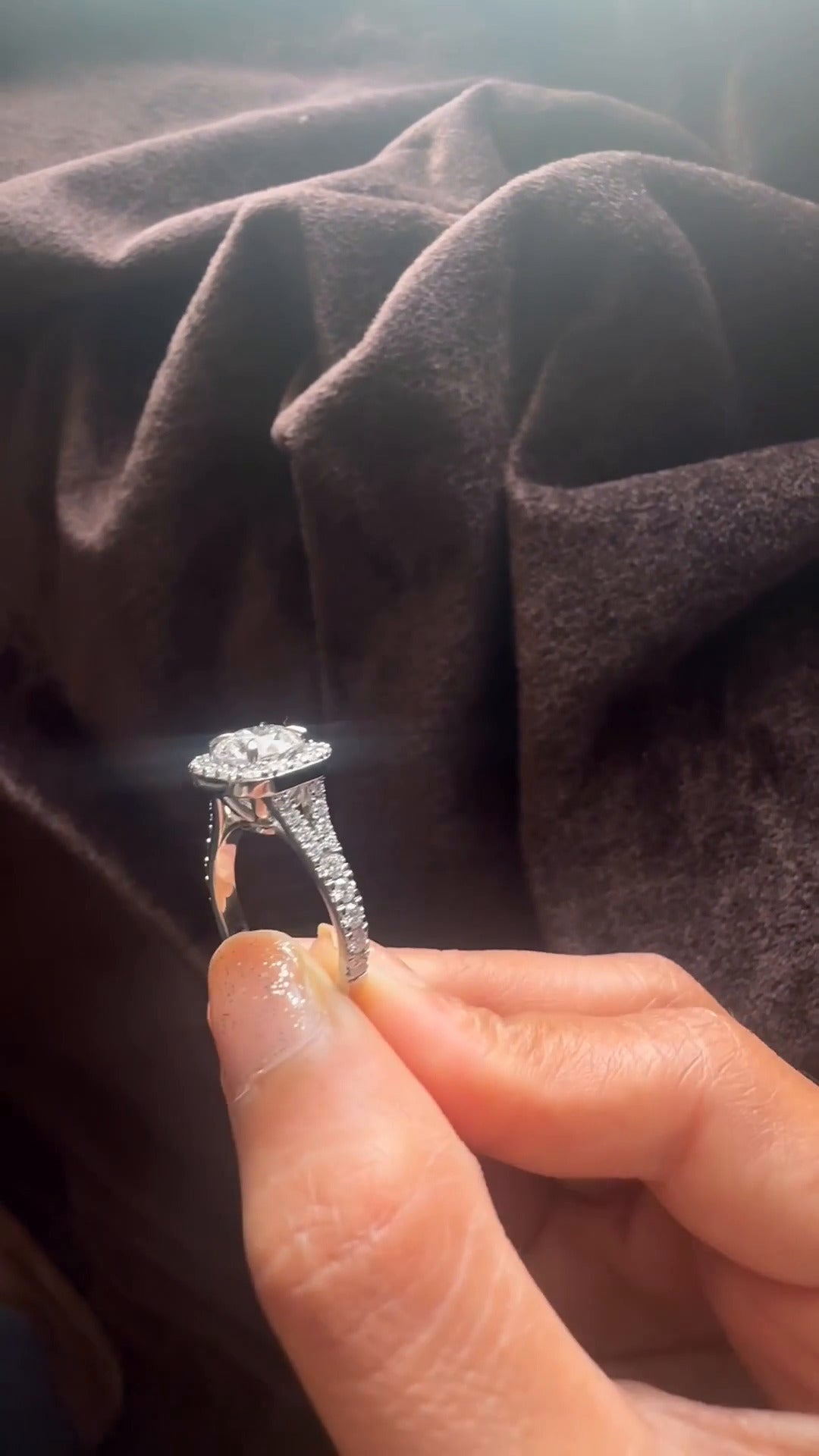 Dove Round Halo Moissanite Engagement Ring