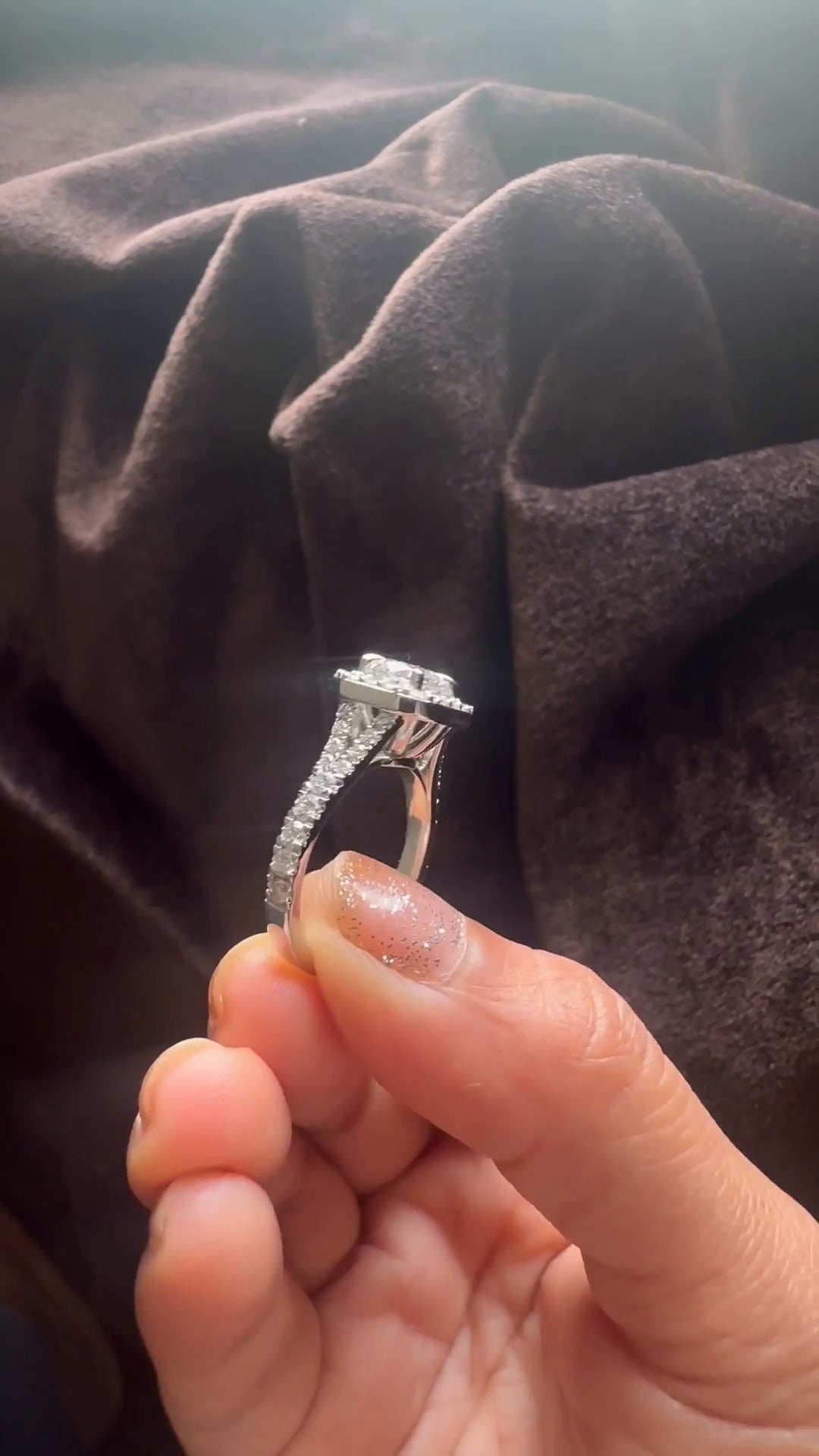 Dove Round Halo Moissanite Engagement Ring