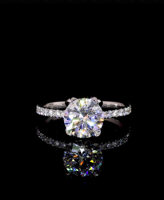 Tamara Round Diamond Band Moissanite Engagement Ring