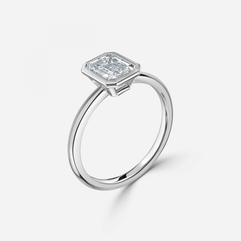 Alina Emerald Bezel Moissanite Engagement Ring