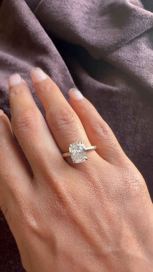 Edeline Cushion Hidden Halo Moissanite Engagement Ring
