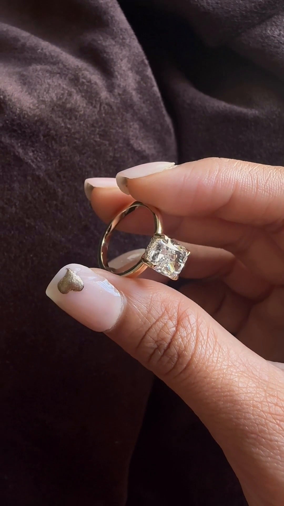 Edeline Cushion Hidden Halo Moissanite Engagement Ring