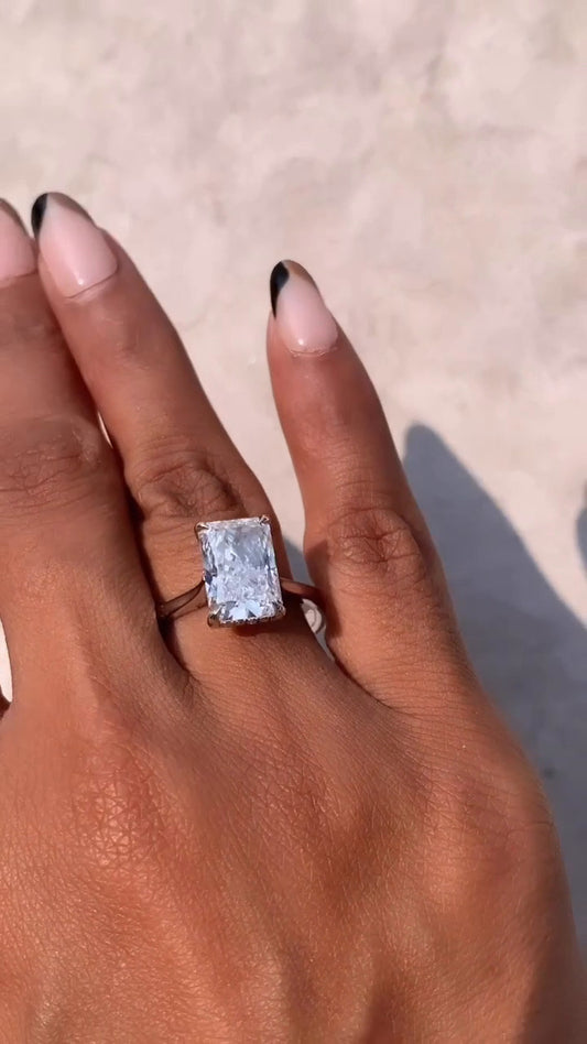 Edeline Radiant Hidden Halo Moissanite Engagement Ring