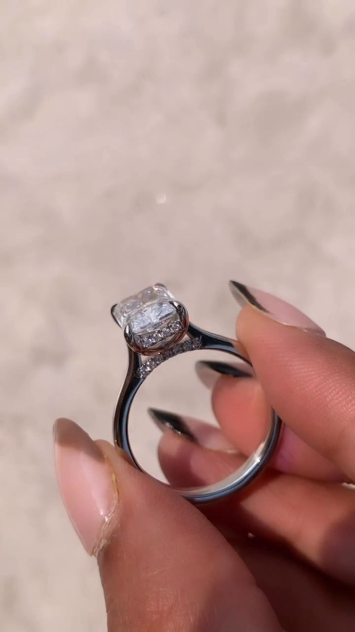 Edeline Radiant Hidden Halo Moissanite Engagement Ring