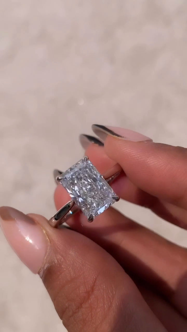 Edeline Radiant Hidden Halo Moissanite Engagement Ring
