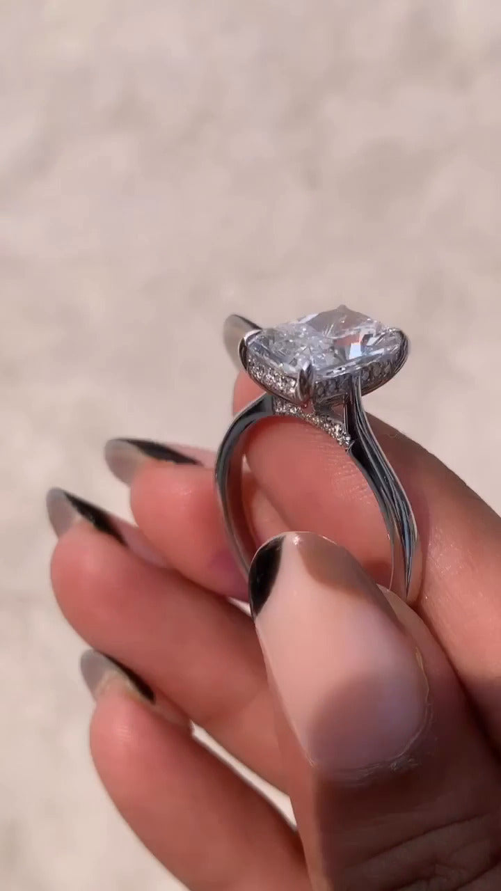 Edeline Radiant Hidden Halo Moissanite Engagement Ring