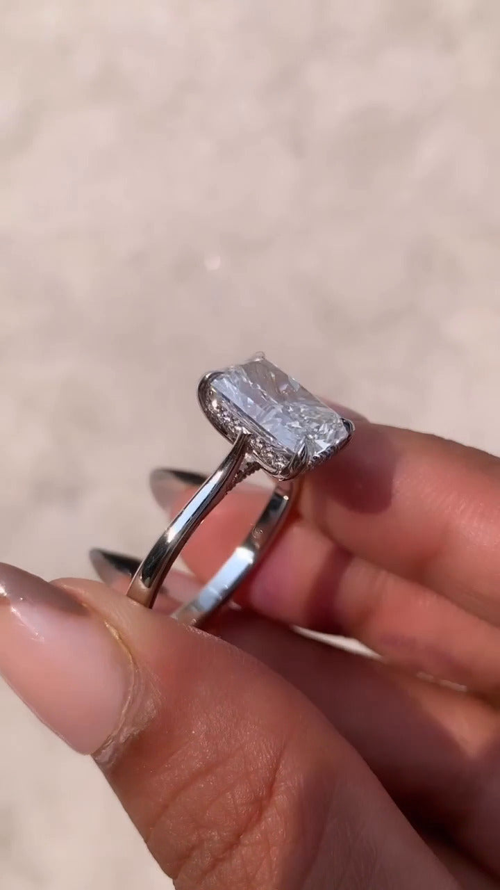 Edeline Radiant Hidden Halo Moissanite Engagement Ring