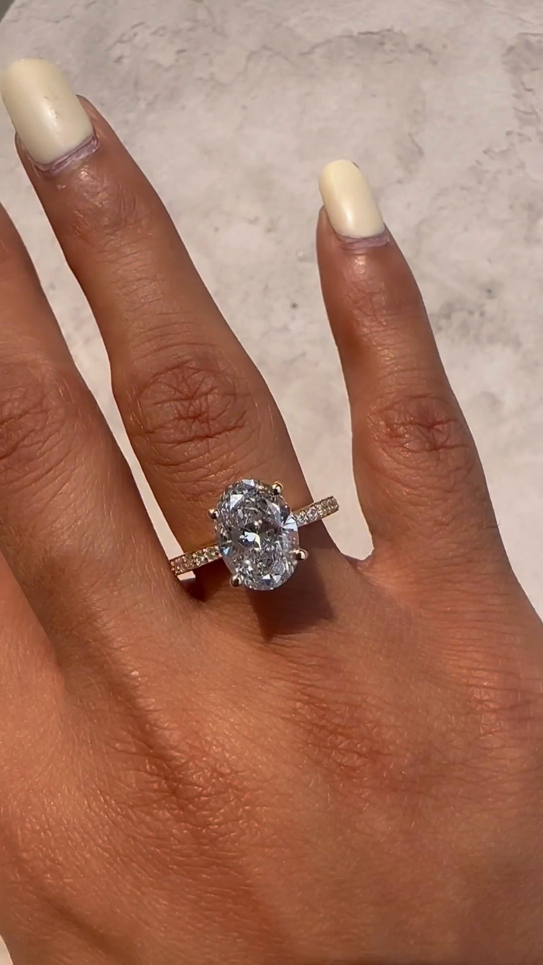 Eira Oval Diamond Band Moissanite Engagement Ring