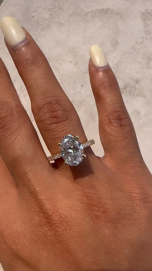 Eira Oval Diamond Band Moissanite Engagement Ring