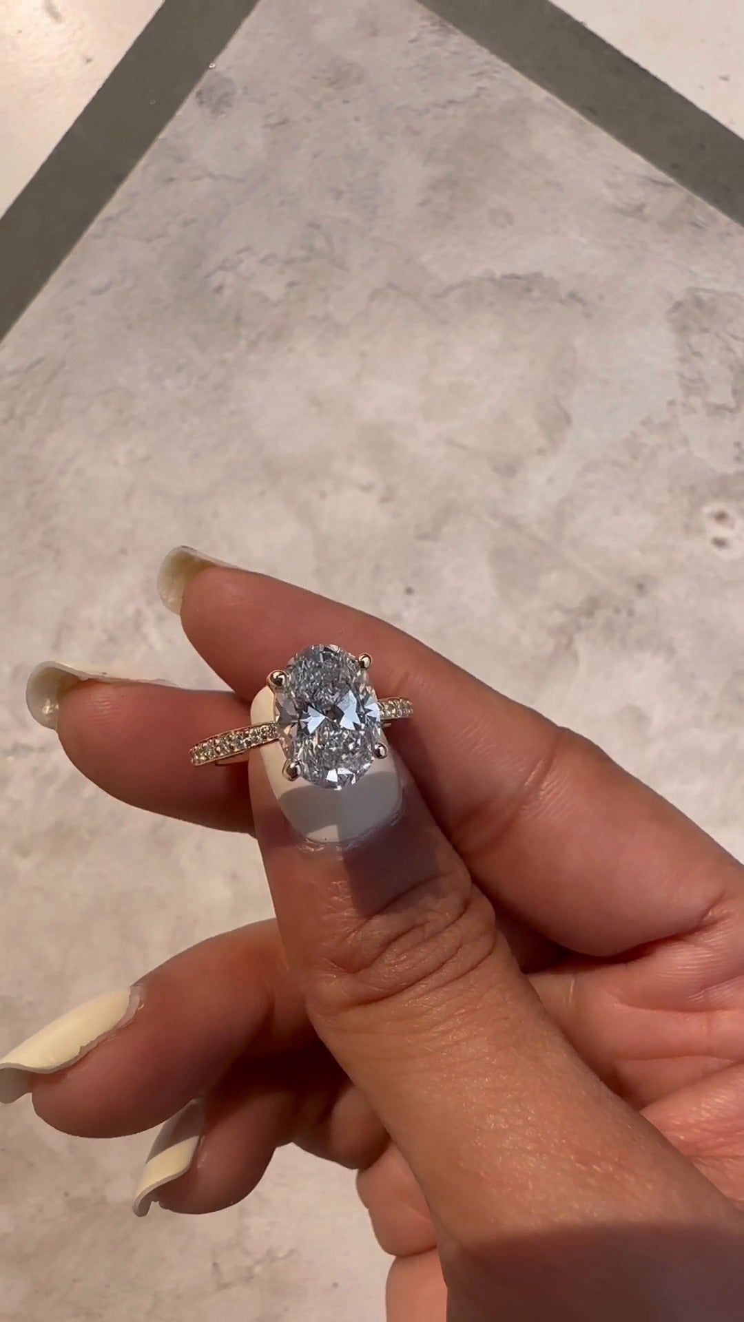 Eira Oval Diamond Band Moissanite Engagement Ring