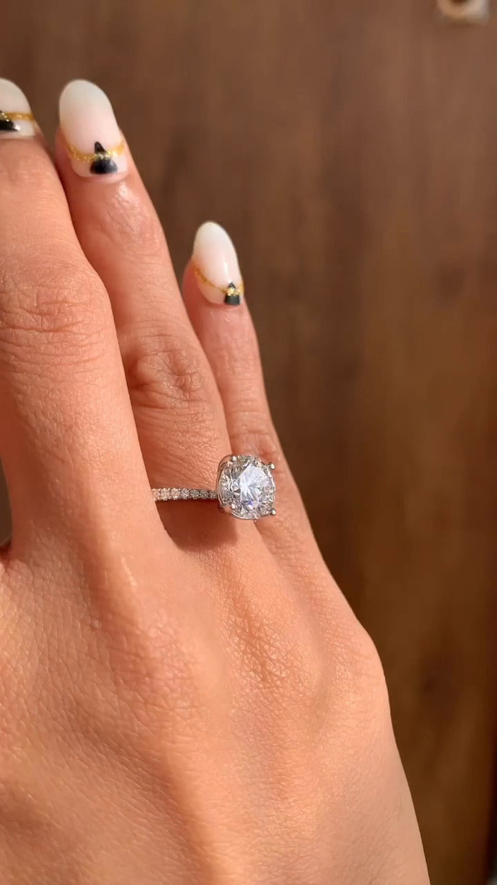 Eira Round Diamond Band Moissanite Engagement Ring
