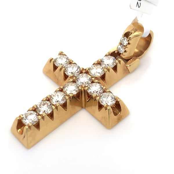 2.15 CT Moissanite Iced Out Elevated Prong Cross Pendant