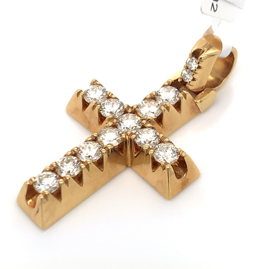 2.15 CT Moissanite Iced Out Elevated Prong Cross Pendant