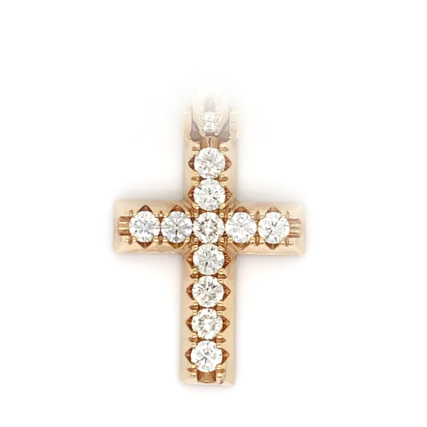 2.15 CT Moissanite Iced Out Elevated Prong Cross Pendant