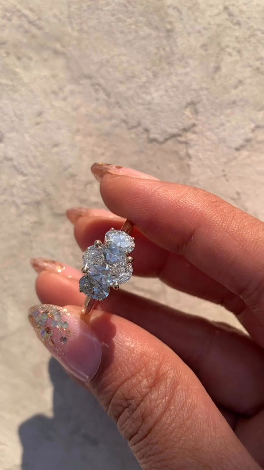 Elspeth Oval Three Stone Moissanite Engagement Ring