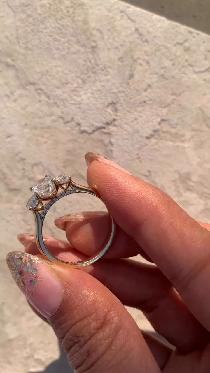 Elspeth Oval Three Stone Moissanite Engagement Ring