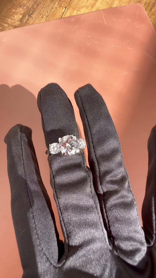 Elspeth Round Three Stone Moissanite Engagement Ring