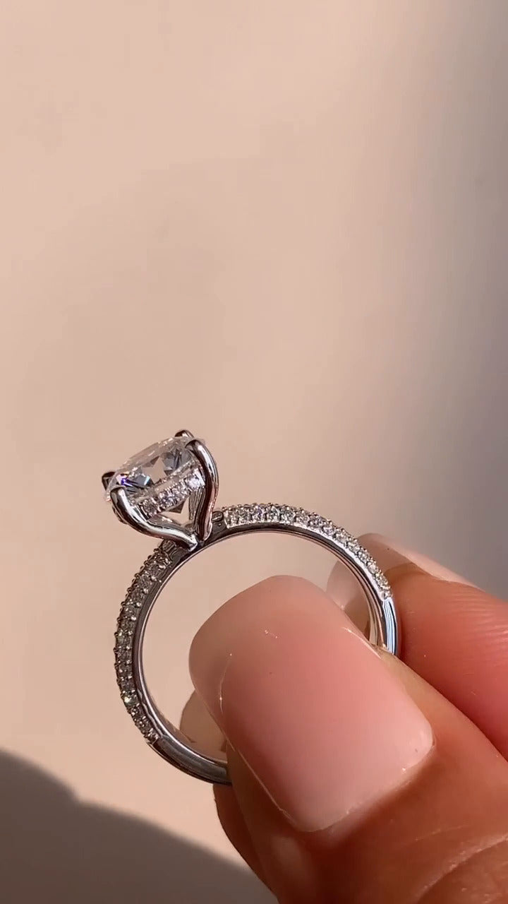 Eluned Round Hidden Halo Moissanite Engagement Ring