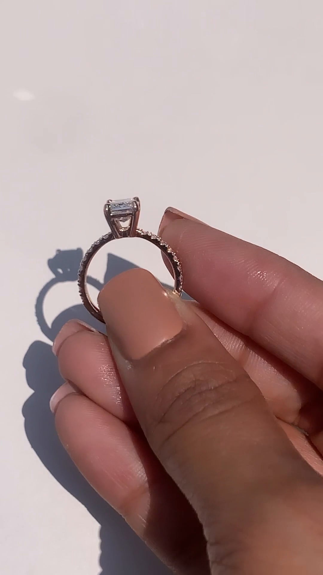 Maeve Emerald Diamond Band Moissanite Engagement Ring