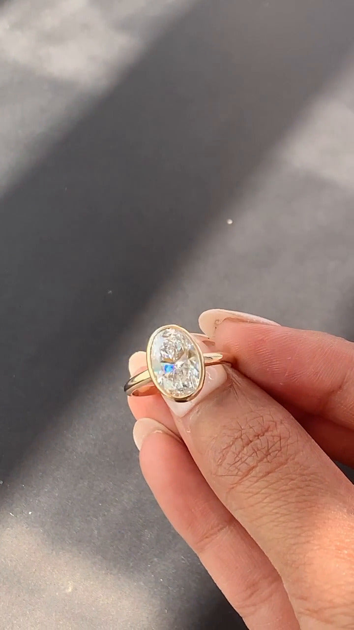 Alina Oval Bezel Moissanite Engagement Ring