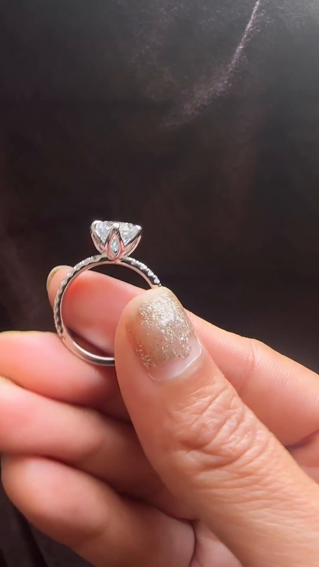 Esperanza Round Diamond Band Moissanite Engagement Ring