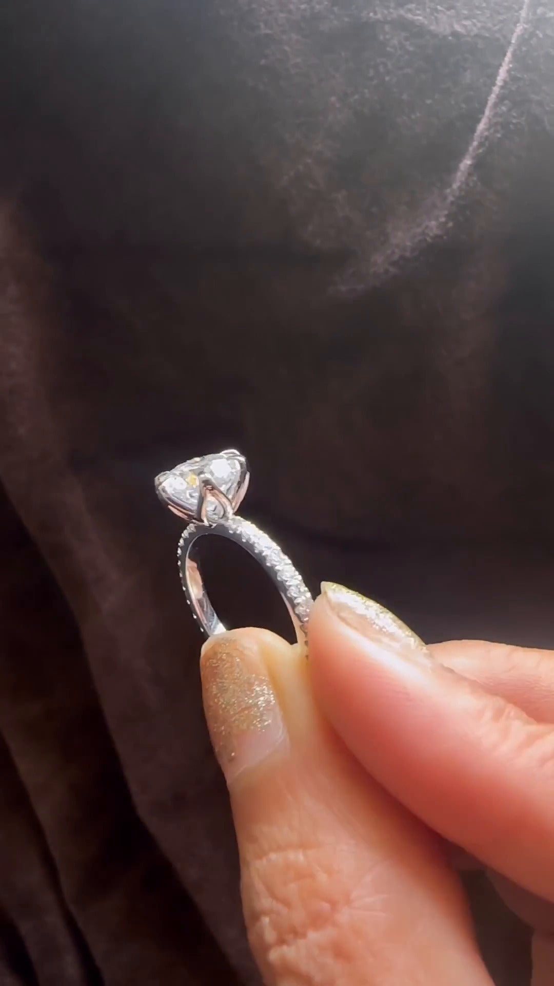 Esperanza Round Diamond Band Moissanite Engagement Ring