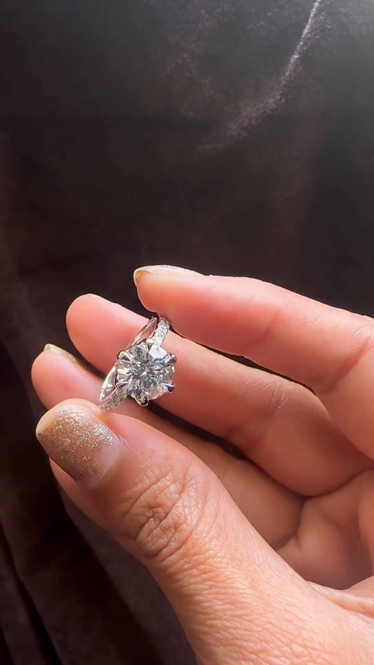 Esperanza Round Diamond Band Moissanite Engagement Ring