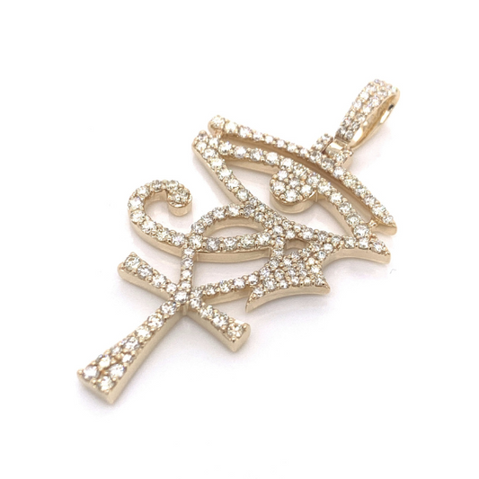 2.00 CT Moissanite Iced Out Eye of Horus Cross Pendant
