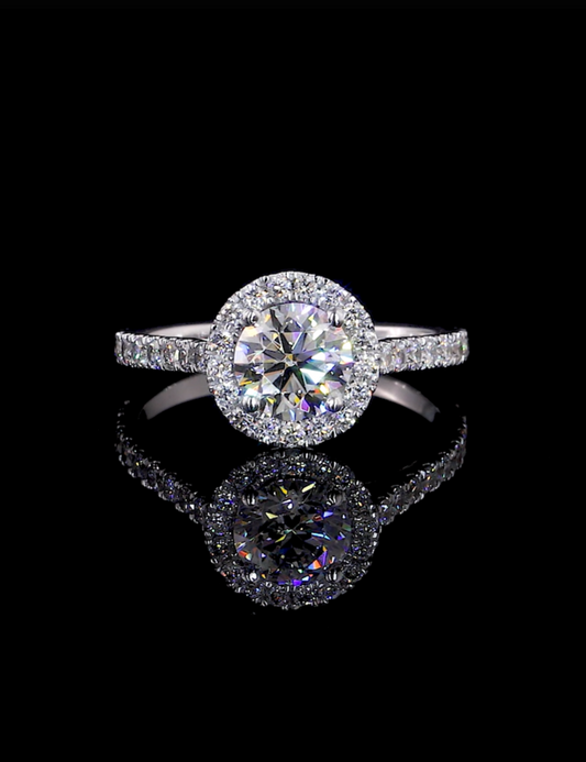 Joliette Round Halo Moissanite Engagement Ring