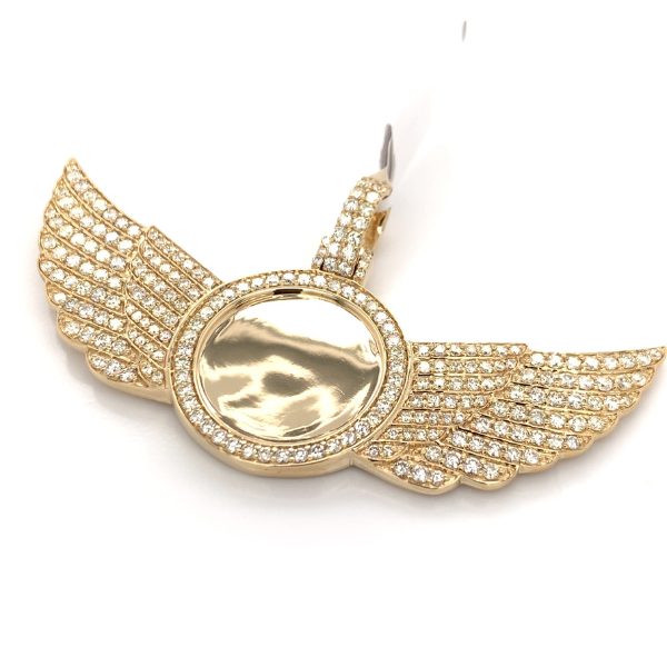 4.00 CT Moissanite Iced Out Angel Wings Memory Pendant