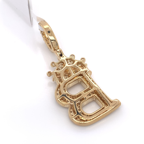 1.30 CT Moissanite Iced Out Letter "B" King Crown Pendant