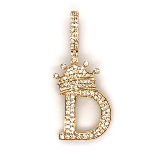 1.30 CT Moissanite Iced Out Letter "D" King Crown Pendant