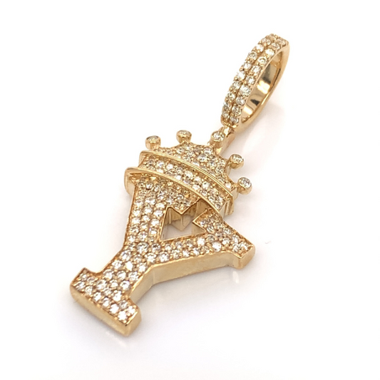 1.30 CT Moissanite Iced Out Letter "Y" King Crown Pendant