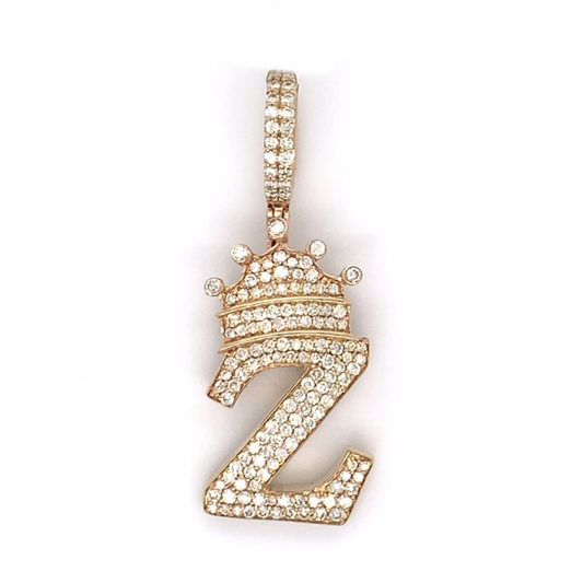 1.30 CT Moissanite Iced Out Letter "Z" King Crown Pendant
