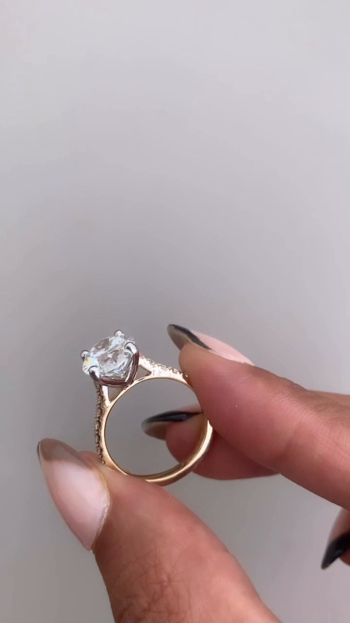Halcyon Oval Diamond Band Moissanite Engagement Ring