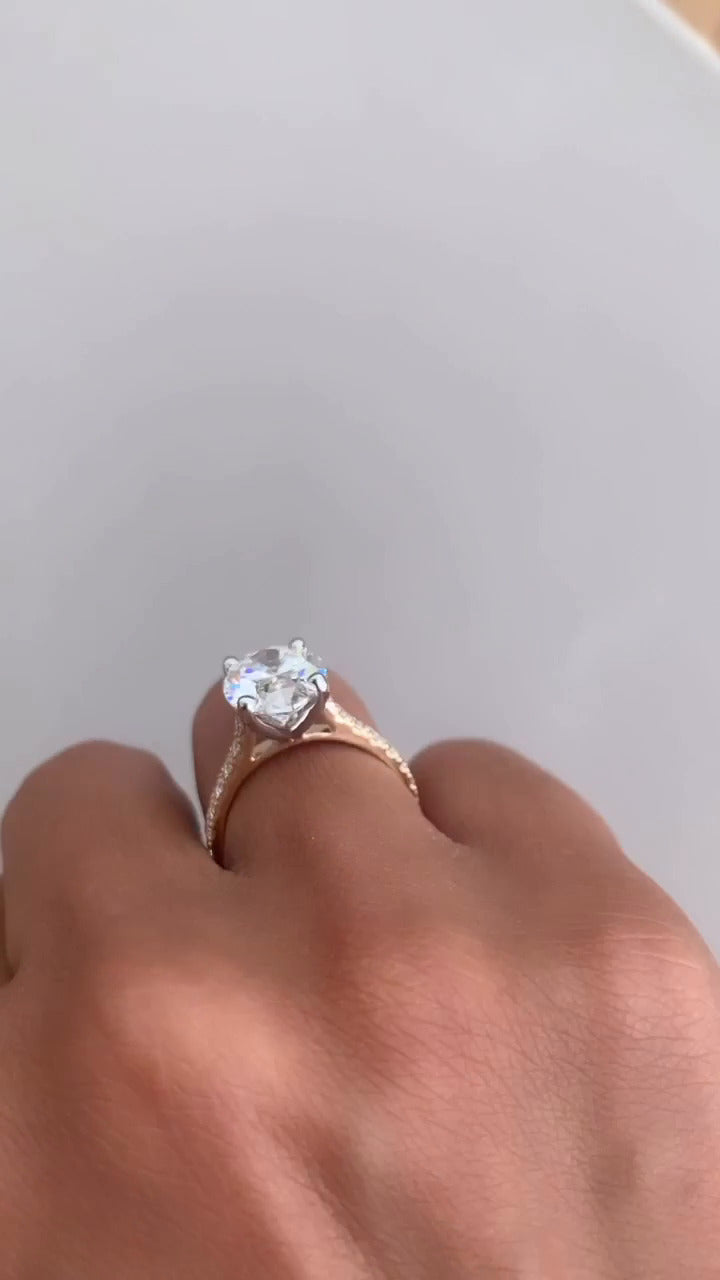 Halcyon Oval Diamond Band Moissanite Engagement Ring