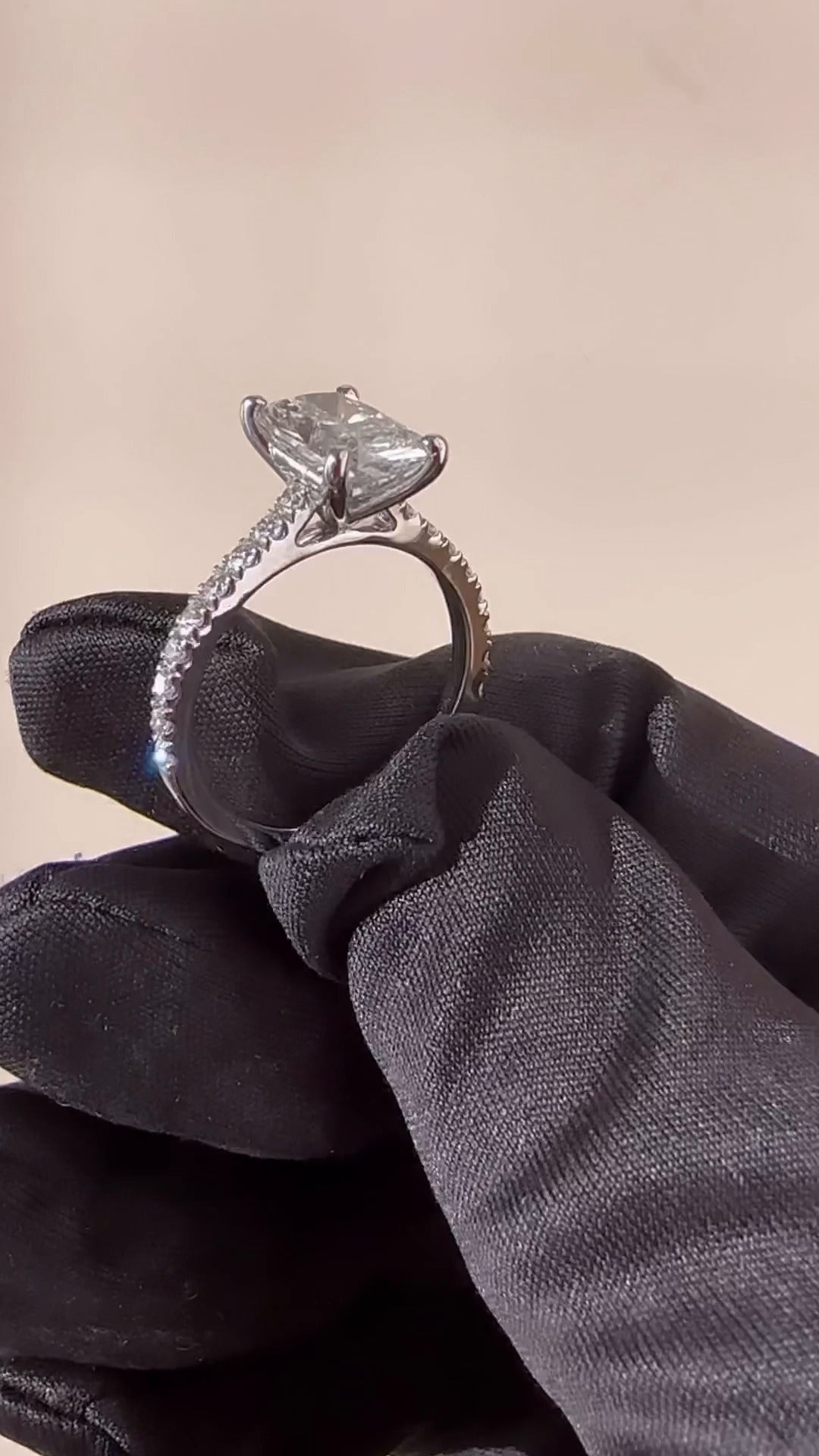 Halcyon Radiant Diamond Band Moissanite Engagement Ring