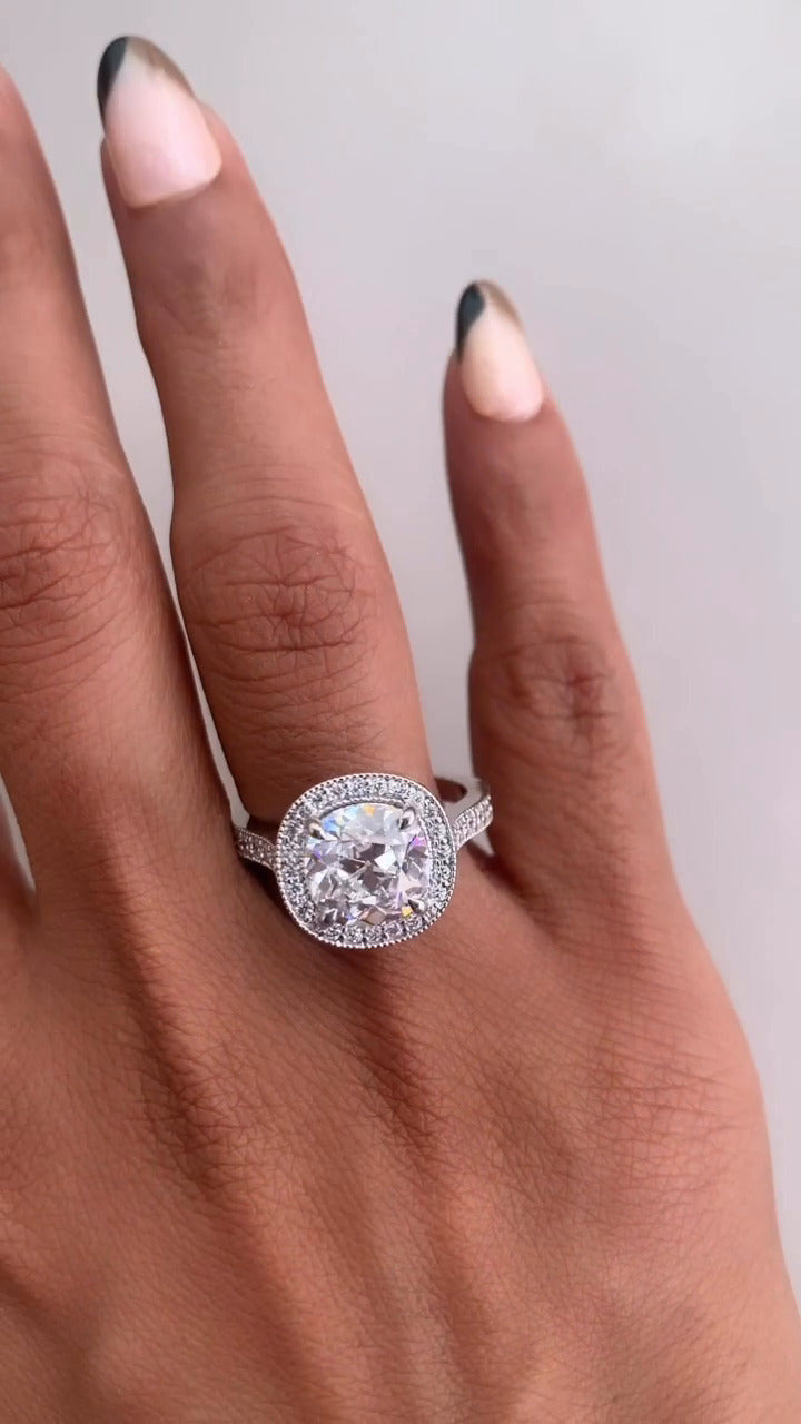 Haven Cushion Halo Moissanite Engagement Ring