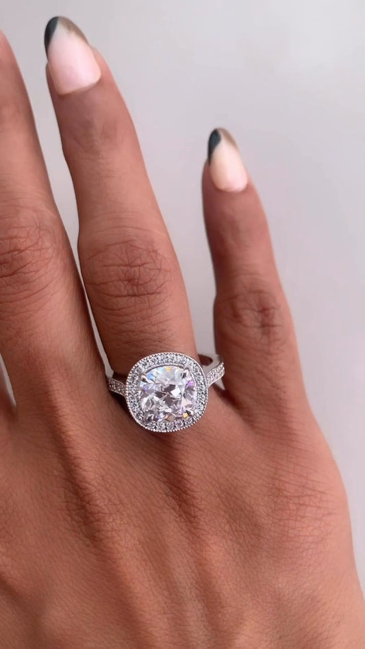 Haven Cushion Halo Moissanite Engagement Ring