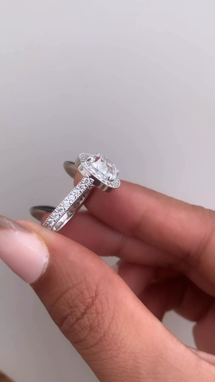 Haven Cushion Halo Moissanite Engagement Ring